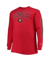 Men's Champion Red Georgia Bulldogs Big and Tall 2-Hit Long Sleeve T-shirt