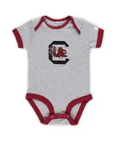 Infant Boys and Girls Champion Garnet, Heather Gray South Carolina Gamecocks I Wanna Be Three-Pack Bodysuit Set