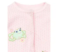 Little Me Baby Frogs Snap Up Footed Cotton Coverall