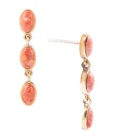 Barse Pharaoh Genuine Orange Sponge Coral Oval Drop Earrings