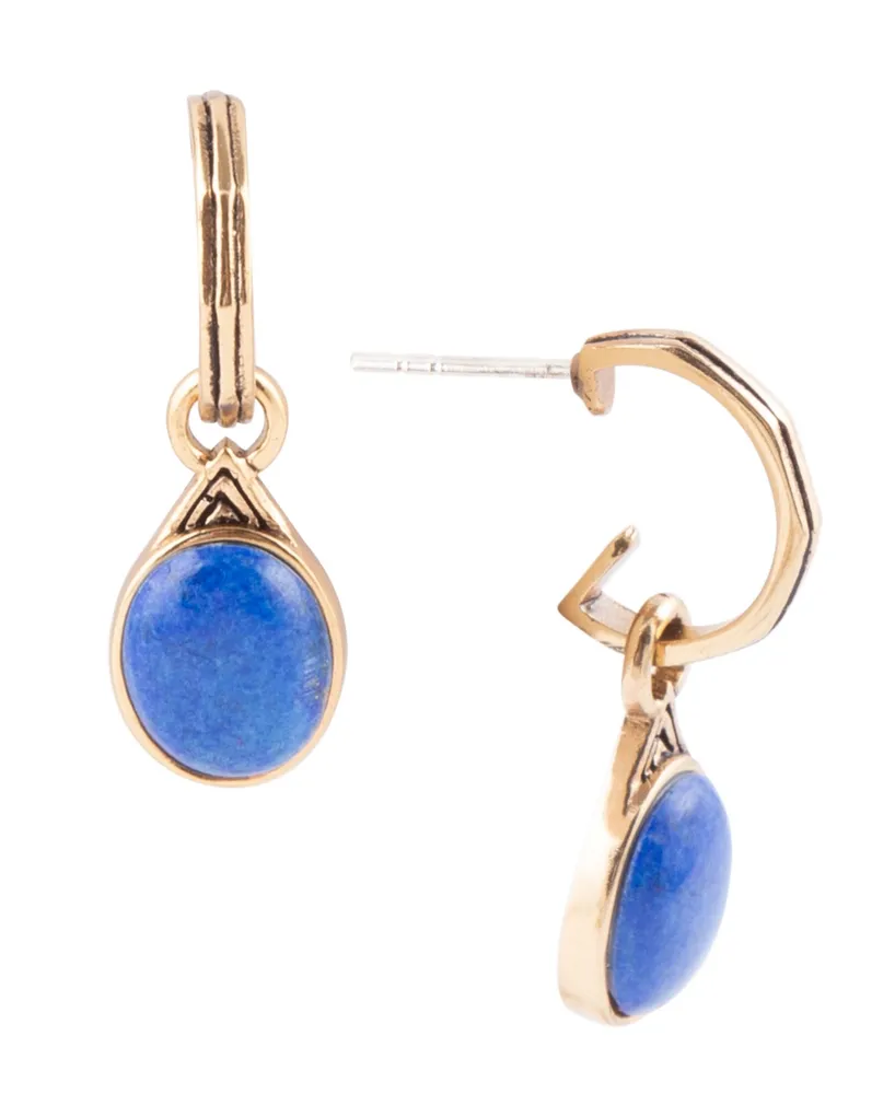 Barse Nova Genuine Blue Lapis Oval Half Hoop Earrings