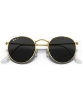 Ray-Ban Men's Polarized Sunglasses, Round Metal - Gold