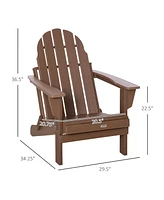 Outsunny Folding Adirondack Chair, All Weather Outdoor Fire Pit Seating Hdpe Lounger Chair for Patio Deck and Lawn Furniture