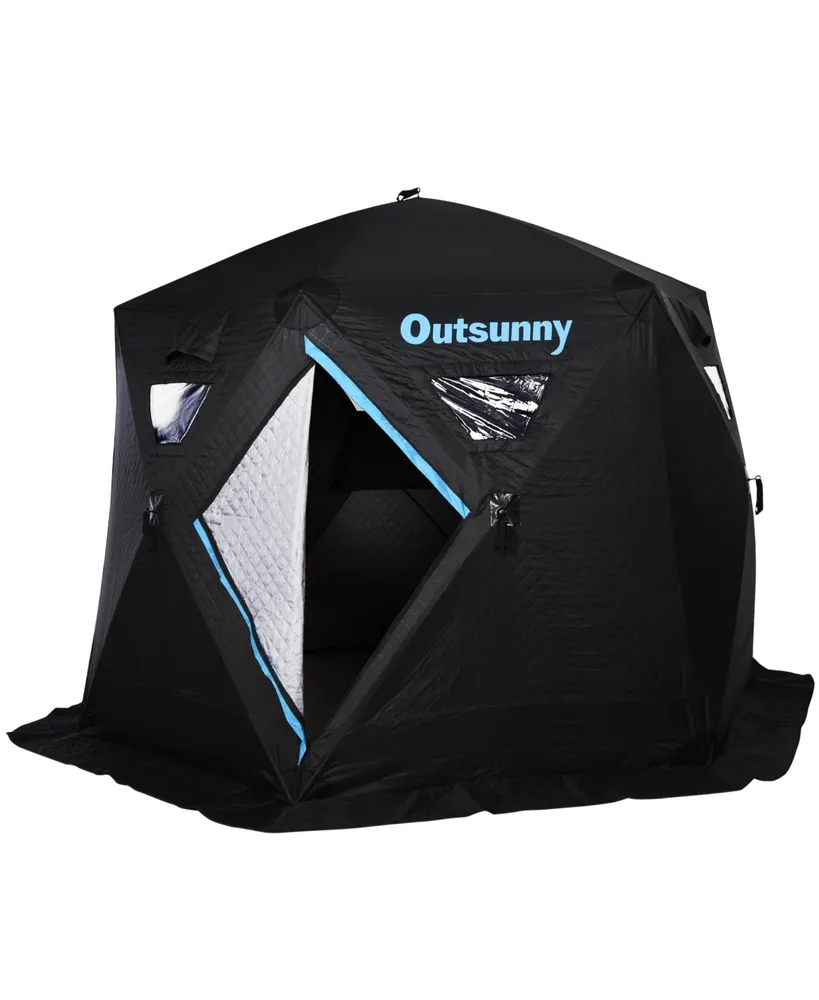 Outsunny 4-Person Insulated Ice Fishing Shelter 360-Degree View