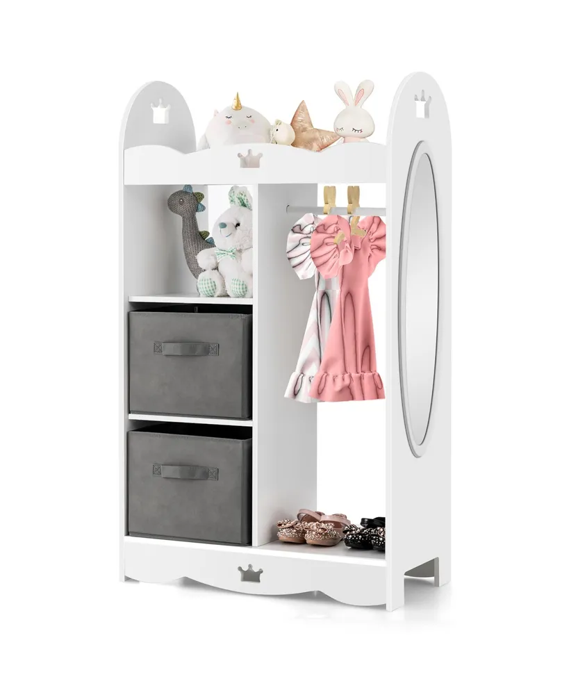 Costway Kids Dress up Storage Hanging Armoire Dresser Costume Closet