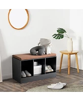 Costway 3-Cube Storage Box Organizer Shoe Bench w/ Padded Cushion Books Toys Decorations
