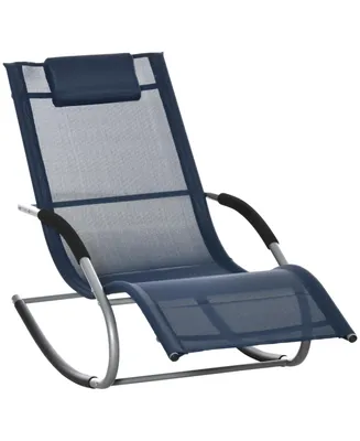 Outsunny Zero Gravity Rocking Chair Outdoor Chaise Lounge Chair Recliner Rocker with Detachable Pillow & Durable Weather
