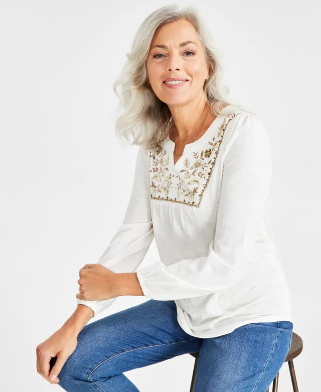 Womens Embroidered Tops - Macy's