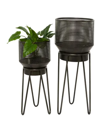 Novogratz Collection Black Metal Indoor Outdoor Planter with Removable Stand Set of 2