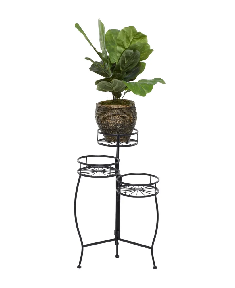 Black Metal Indoor Outdoor 3 Tier Starburst Plant Stand