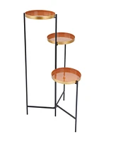 Rosemary Lane Metal Foldable 3 Tier Plant Stand with Enameled Interior, 22" x 18" x 32"