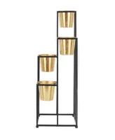CosmoLiving Black Metal 4 Tier Planter with Black Removable Stand