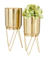 CosmoLiving Gold-Tone Metal Planter with Removable Stand Set of 2