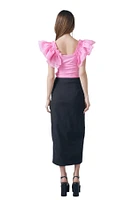 endless rose Women's Organza Ruffle with Knit Top