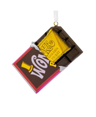 Hallmark Willy Wonka and the Chocolate Factory Wonka Bar with Golden-tone Ticket Ornament - Multi