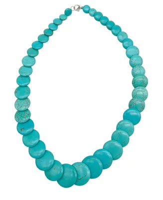 Adornia 17-19" Adjustable Silver Plated Scalloped Turquoise Necklace