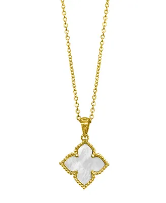 Adornia 16-18" Adjustable 14K Gold Plated Flower Imitation Mother of Pearl Necklace