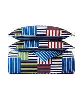 Tommy Hilfiger Preppy Patchwork Stripe Reversible Piece Comforter Set