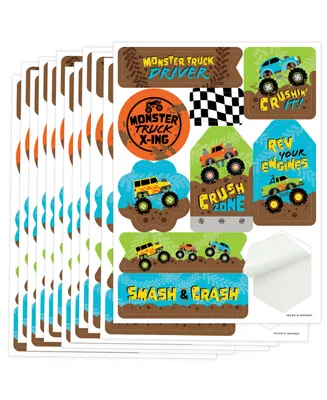 Smash and Crash Monster Truck Party Favor Sticker 12 Sheets 120 Stickers