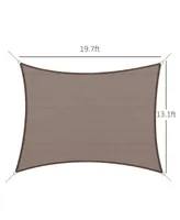 Outsunny 20' x 13' Rectangle Sun Shade Sail Canopy Outdoor Shade Sail Cloth for Patio Deck Yard with D-Rings and Rope Included, Brown