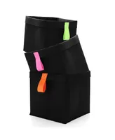 Welaxy 3 Piece Collapsible Square Storage Bins with Assorted Colored Handles