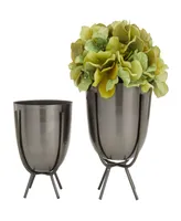 CosmoLiving Metal Small Planter with Removable Stand Set of 2