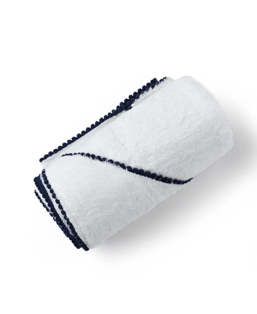 Silky Soft Luxe Pom Pom Towel, Navy