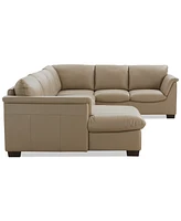 Closeout! Arond 144" 3-Pc. Leather Sectional with Chaise, Created for Macy's