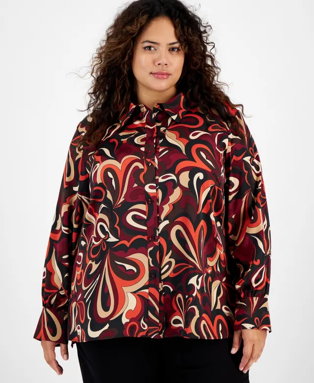 Jm Collection Plus Size Penelope Python-Print Top, Created for