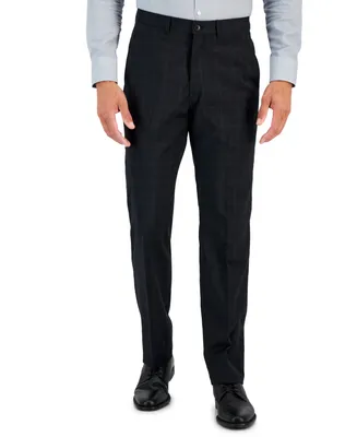 Armani Exchange Men's Slim-Fit Black Windowpane Wool Suit Pants
