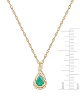 Sapphire (9/10 ct. t.w.) and Diamond Accent Pendant 18" Necklace 14k White Gold (Also Available Emerald)