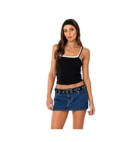 Women's Layered Tank Top - Black-and