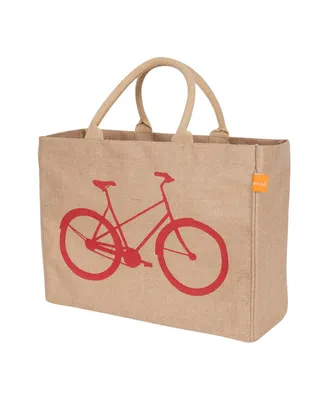 Kaf Home Jute Market Tote Bag with Bicycle Print