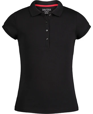 Nautica Big Girls Uniform Short Sleeve Interlock Polo Shirt