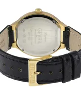 Gevril Women's Lugano Swiss Quartz Black Leather Watch 35mm