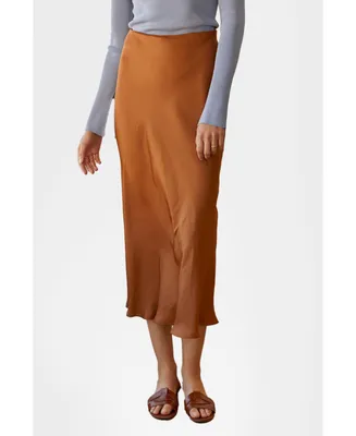 Women's Clover Midi Satin Skirt