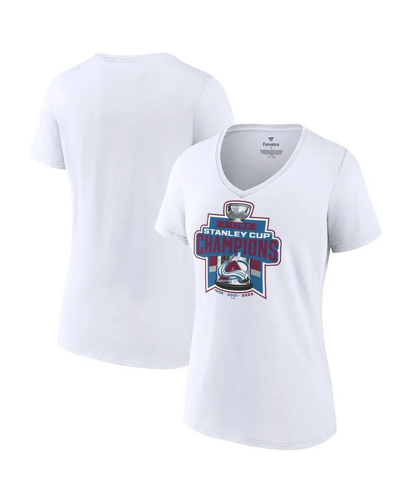 Women's Fanatics White Colorado Avalanche 3-Time Stanley Cup Champions V-Neck T-shirt