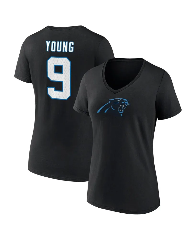 Women's Fanatics Bryce Young Black Carolina Panthers Icon Name and Number V-Neck T-shirt