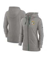 Women's Nike Heather Charcoal Green Bay Packers Gym Vintage-Like Full-Zip Hoodie