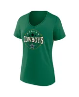 Women's Fanatics Green Dallas Cowboys Lucky Celtic V-Neck T-shirt