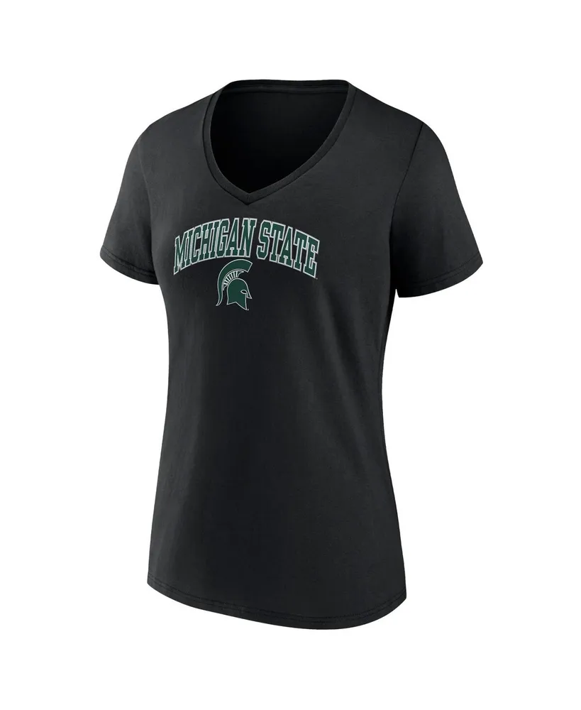 Women's Fanatics Black Michigan State Spartans Evergreen Campus V-Neck T-shirt