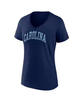 Women's Fanatics Navy North Carolina Tar Heels Basic Arch V-Neck T-shirt