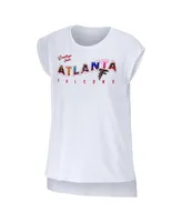 Women's Wear by Erin Andrews White Atlanta Falcons Greetings From Muscle T-shirt