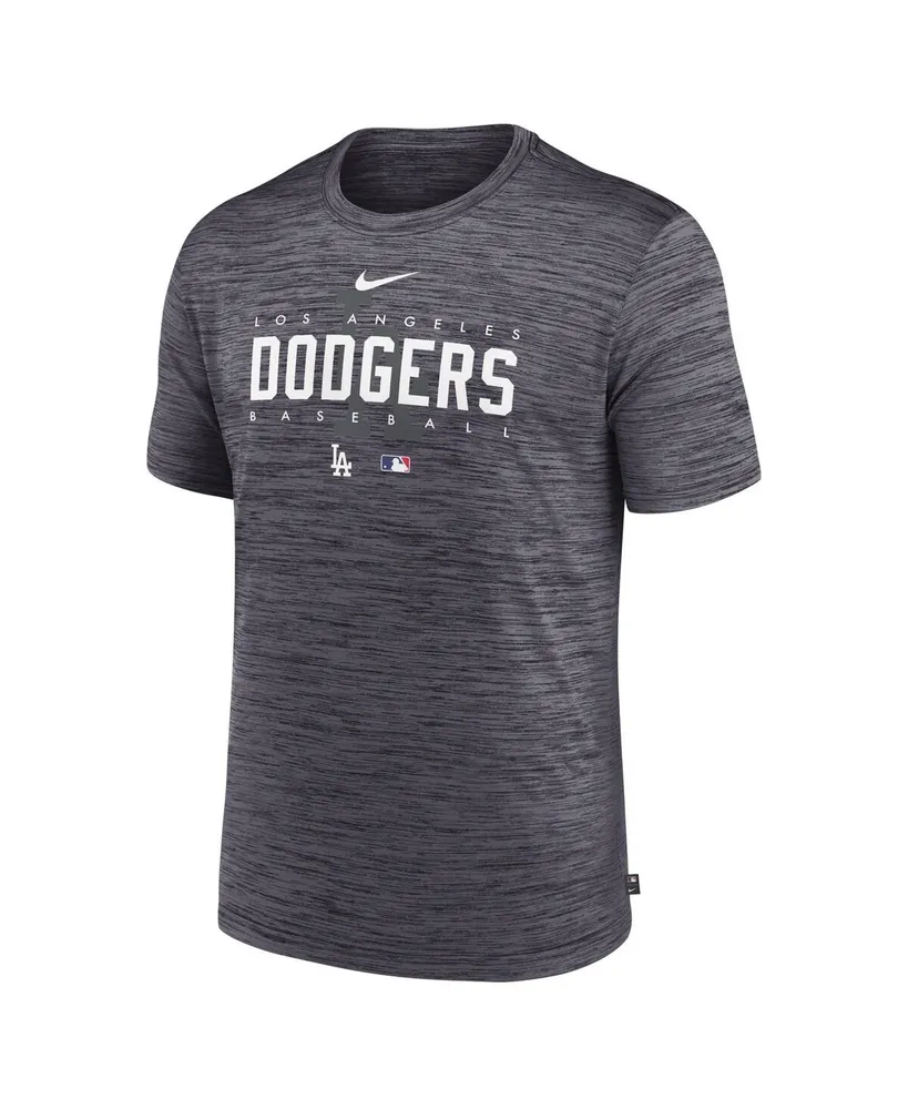 Men's Nike Heather Charcoal Los Angeles Dodgers Authentic Collection Velocity Performance Practice T-shirt
