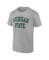 Men's Fanatics Heather Gray Michigan State Spartans Basic Arch T-shirt