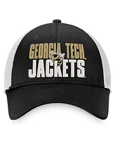 Men's Top of the World Black, White Georgia Tech Yellow Jackets Stockpile Trucker Snapback Hat
