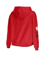 Women's Wear by Erin Andrews Red New England Patriots Plus Modest Cropped Pullover Hoodie