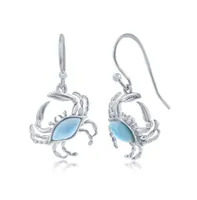 Sterling Silver Larimar Crab Earrings