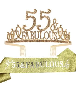 55th Birthday, 55 Birthday Decorations, 55th Birthday Women Sash, 55 Birthday Crown Women, 55th Birthday Gifts for women, 55th Birthday Tiara and Sash
