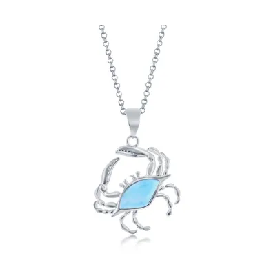 Sterling Silver Larimar Crab Necklace